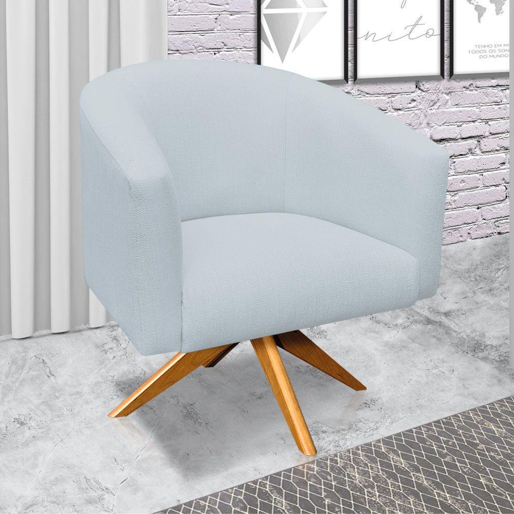 Kit 1 Namoradeira 2L e 1 Poltrona Giratória Linho Cinza Claro - 6