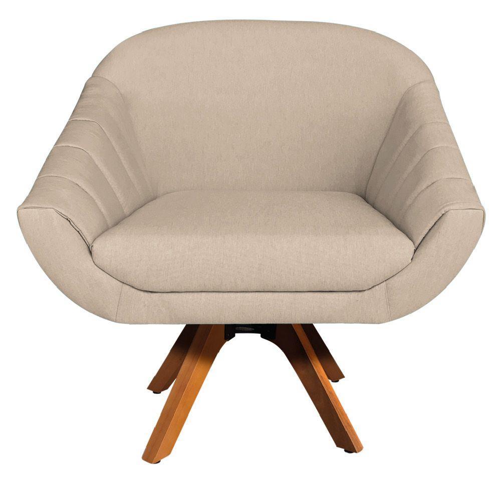 Poltrona Giratória Giovana Linho Grosso Bege Base Giratória - 2