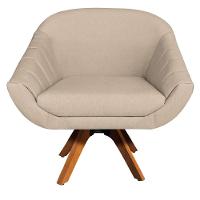 Poltrona Giratória Giovana Linho Grosso Bege Base Giratória - 2