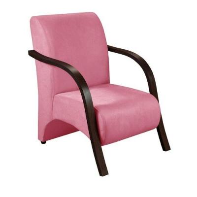 Kit 4 Poltronas 1 Lugar Sevilha Braço Pé Alumínio Suede Rosa