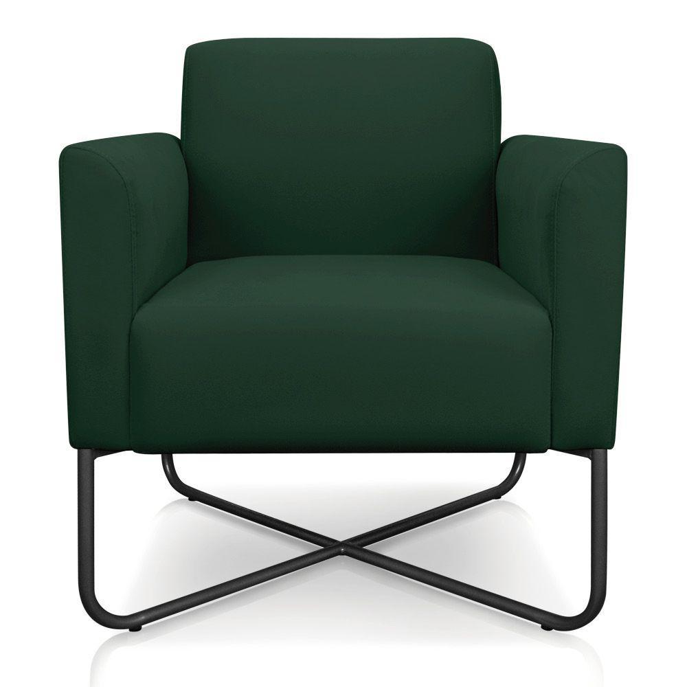 Kit 02 Poltronas Marisa Suede Preta Base X Industrial Verde - 6