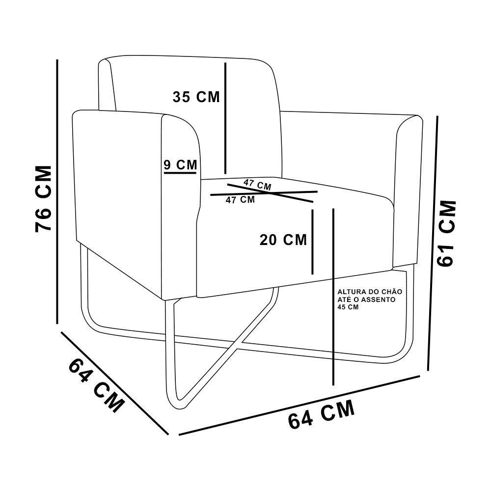 Poltrona Marisa Suede Base X Industrial Dourada Cinza - 5