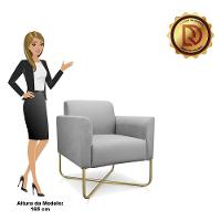 Poltrona Marisa Suede Base X Industrial Dourada Cinza - 3