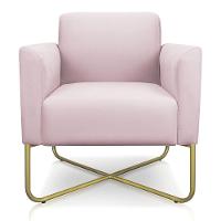 Kit 02 Poltronas Marisa Suede Base X Industrial Rosa Bebê - 3