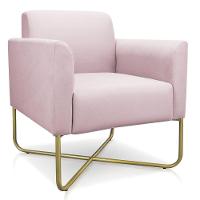 Kit 02 Poltronas Marisa Suede Base X Industrial Rosa Bebê - 5