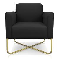 Poltrona Marisa Suede Base X Industrial Dourada Preto