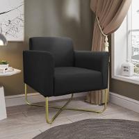 Poltrona Marisa Suede Base X Industrial Dourada Preto - 5