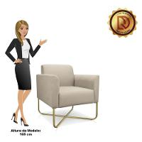 Kit 02 Poltronas Marisa Suede Base X Industrial Dourada Bege - 2