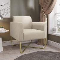 Kit 02 Poltronas Marisa Suede Base X Industrial Dourada Bege - 3