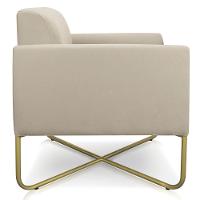 Kit 02 Poltronas Marisa Suede Base X Industrial Dourada Bege - 8