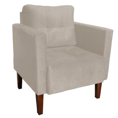 Poltrona Decorativa Lívia Suede Pés Chanfrado D´rossi Bege