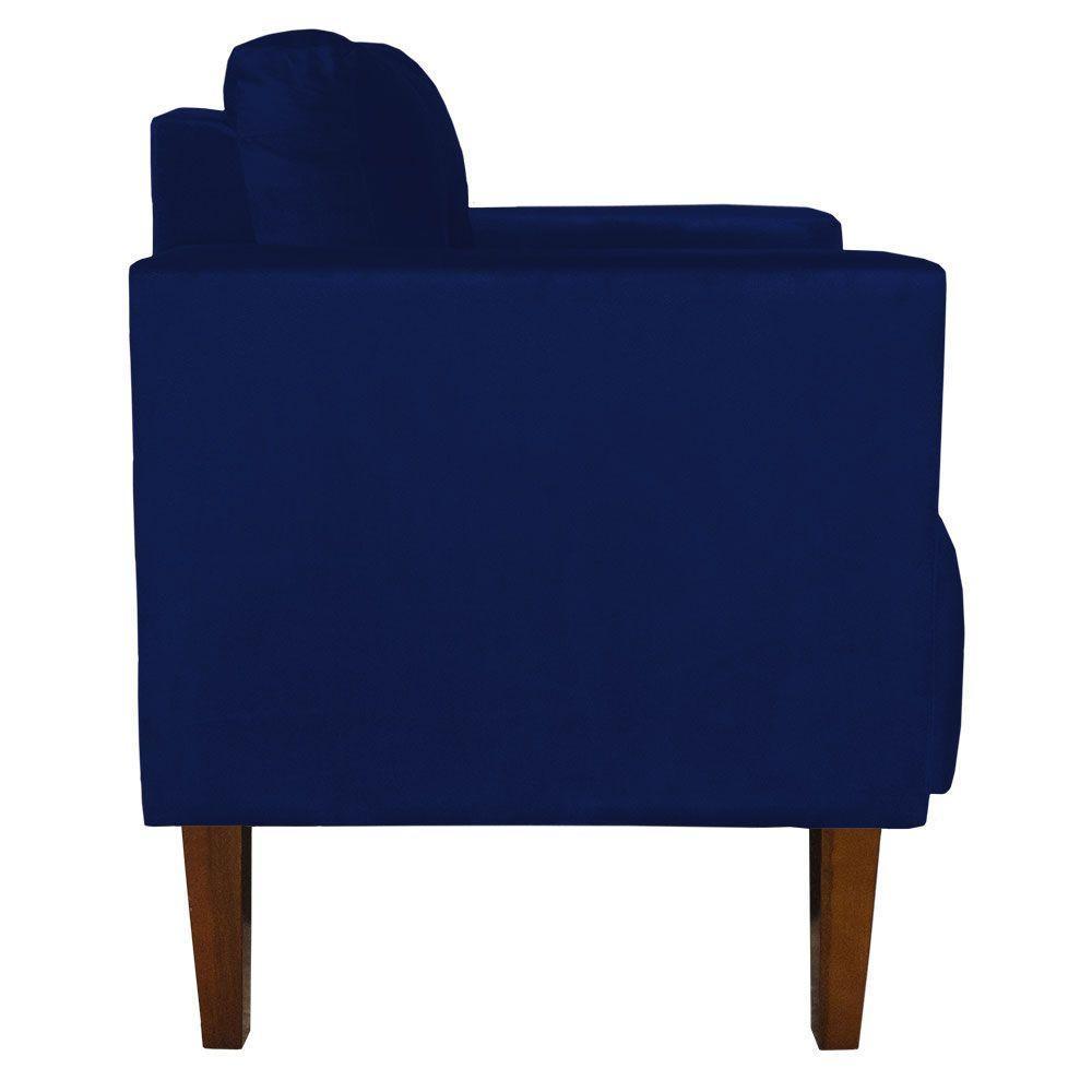 Poltrona Decorativa Lívia Suede Pés Chanfrado Azul Marinho - 6