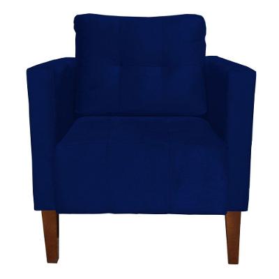 Poltrona Decorativa Lívia Suede Pés Chanfrado Azul Marinho