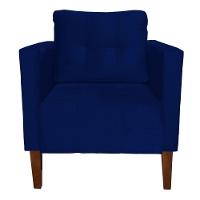 Poltrona Decorativa Lívia Suede Pés Chanfrado Azul Marinho - 1