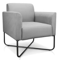 Kit 02 Poltronas Marisa Suede Cinza Base X Industrial Preta - 2