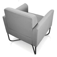 Kit 02 Poltronas Marisa Suede Cinza Base X Industrial Preta - 7