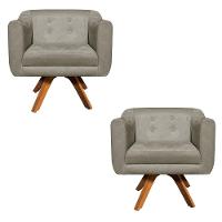 Kit 02 Poltronas Giratória Julia Marrom Rato - 3