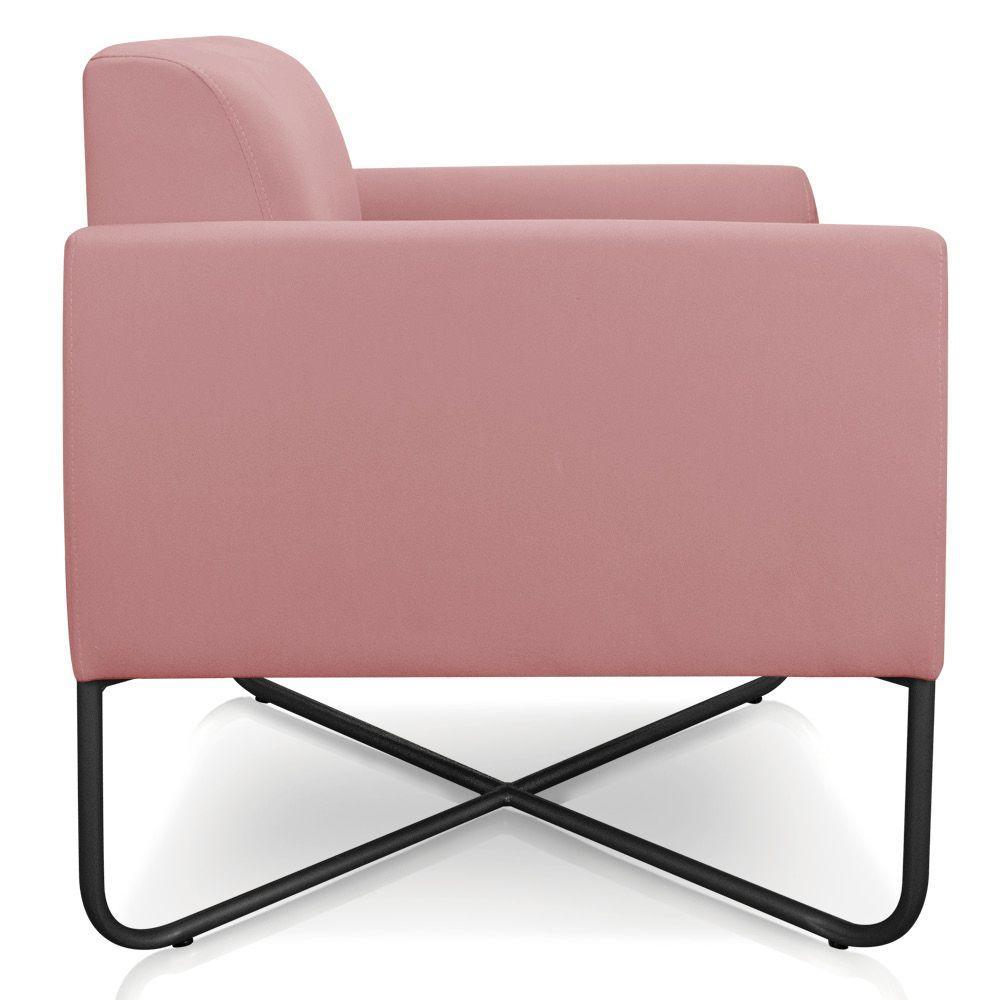 Kit 02 Poltronas Marisa Suede Preta Base X Industrial Rose - 3