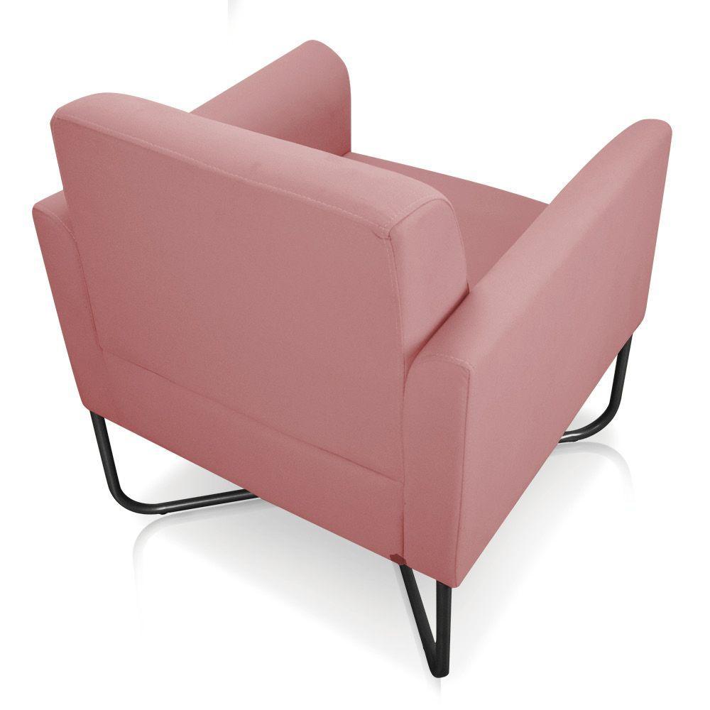 Kit 02 Poltronas Marisa Suede Preta Base X Industrial Rose - 6