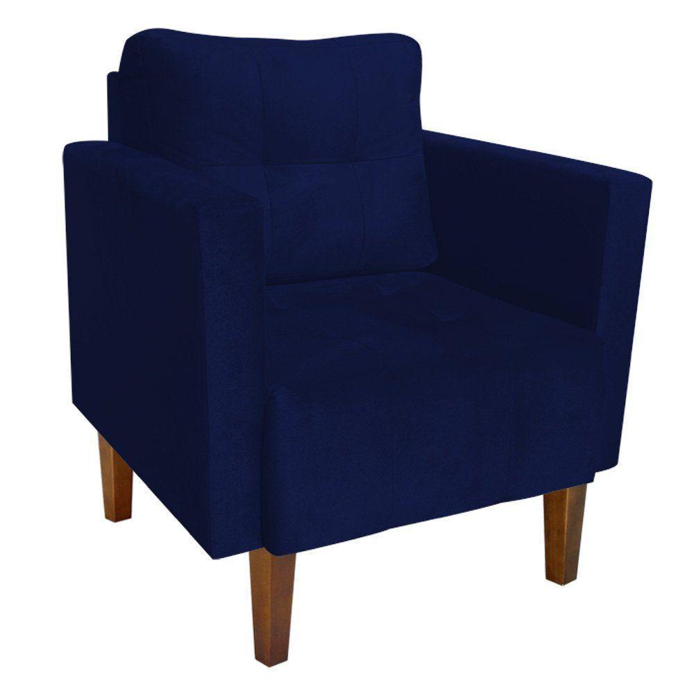 Poltrona Lívia Suede Azul Marinho Pés Chanfrado Drossi - 1