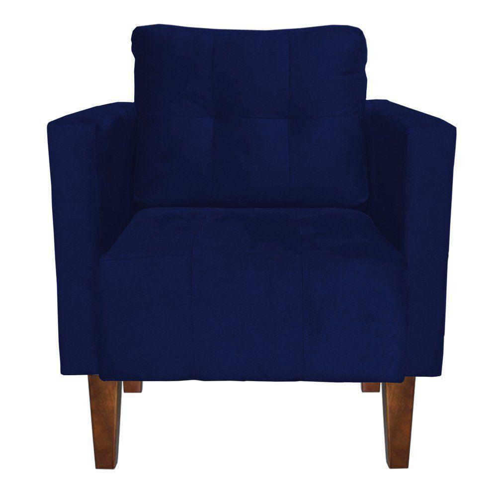 Poltrona Lívia Suede Azul Marinho Pés Chanfrado Drossi - 2