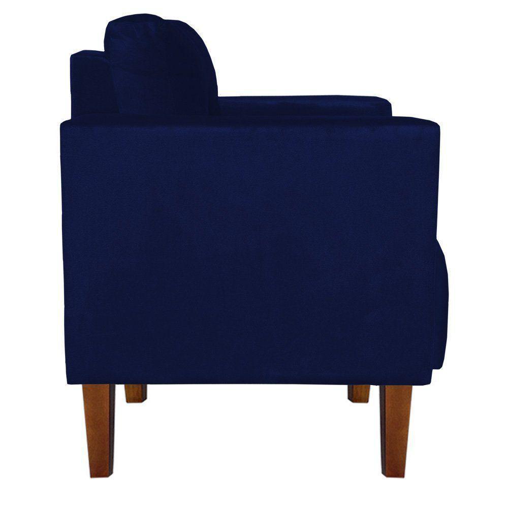 Poltrona Lívia Suede Azul Marinho Pés Chanfrado Drossi - 4
