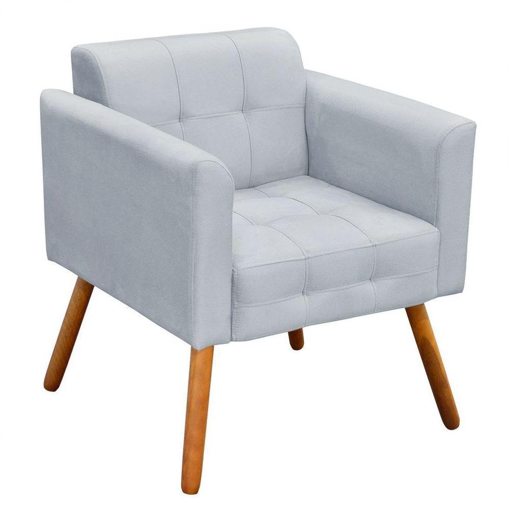 Poltrona Elisa Suede Cinza Pés Palito Castanho D´rossi - 1