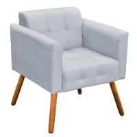 Poltrona Elisa Suede Cinza Pés Palito Castanho D´rossi