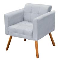 Poltrona Elisa Suede Cinza Pés Palito Castanho D´rossi - 9