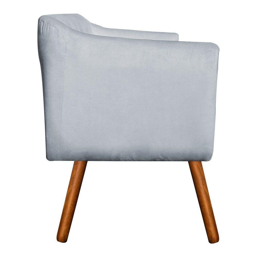 Poltrona Julia Suede Cinza Com Strass Pés Palito Castanho - 4