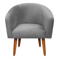 Poltrona Stella Suede Grafite Pés Palito Castanho Drossi - 7