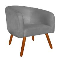 Poltrona Stella Suede Grafite Pés Palito Castanho Drossi - 9