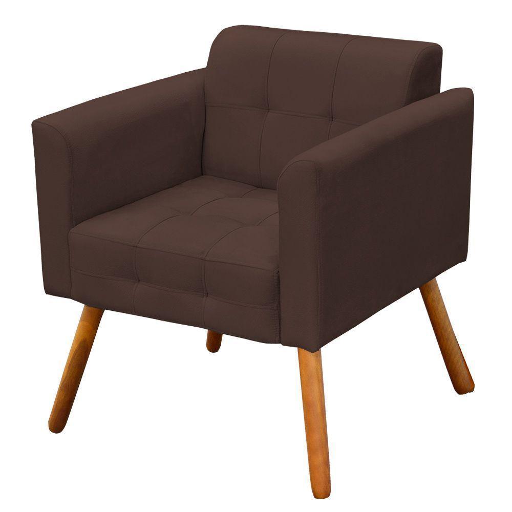 Poltrona Elisa Suede Marrom Pés Palito Castanho D´rossi - 8