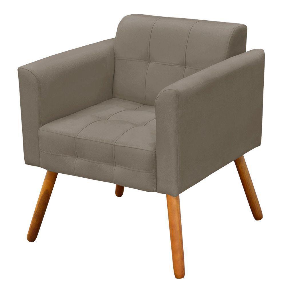 Kit 02 Poltronas Elisa Suede Marrom Rato Pés Palito D´rossi - 4