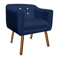 Poltrona Julia Azul Marinho Com Strass Pés Palito Castanho - 1