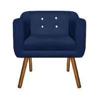 Poltrona Julia Azul Marinho Com Strass Pés Palito Castanho - 3