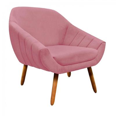 Poltrona Giovana Suede Pés Palito Castanho Drossi Rose
