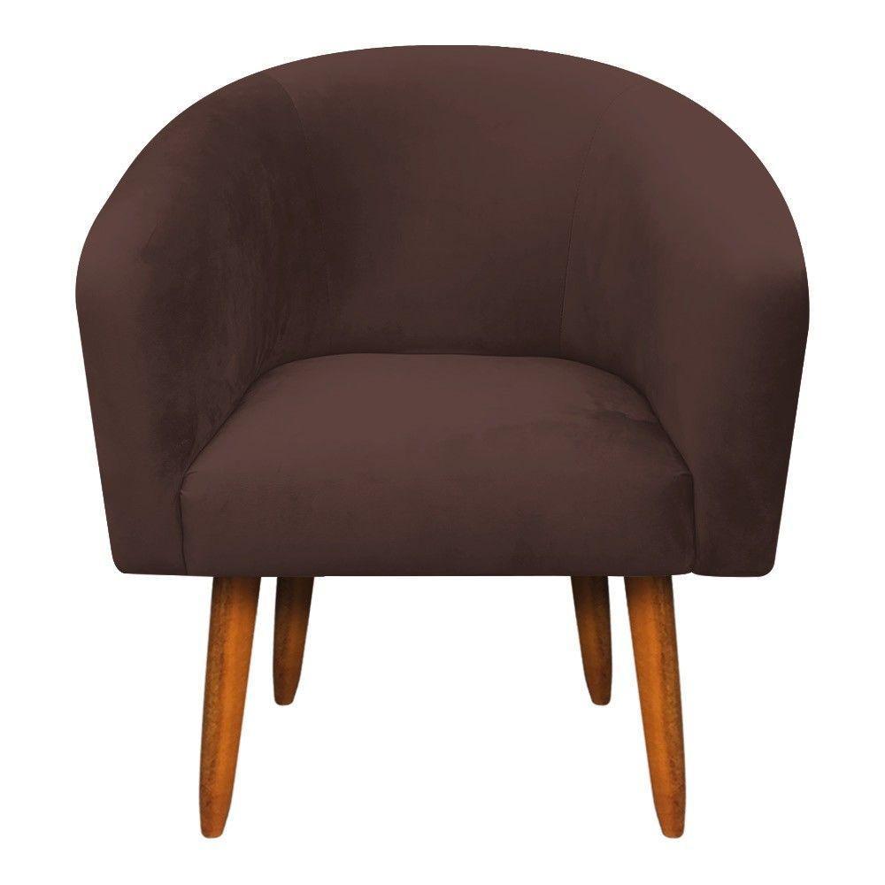 Kit 02 Poltronas Stella Suede Marrom Pés Palito Castanho - 7