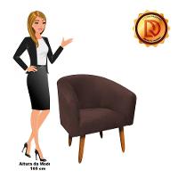 Kit 02 Poltronas Stella Suede Marrom Pés Palito Castanho