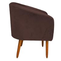 Kit 02 Poltronas Stella Suede Marrom Pés Palito Castanho - 5