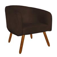 Kit 02 Poltronas Stella Suede Marrom Pés Palito Castanho - 10