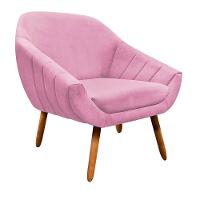 Kit 02 Poltronas Giovana Suede Pés Palito Castanho rosa Bebê