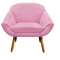 Kit 02 Poltronas Giovana Suede Pés Palito Castanho rosa Bebê - 19
