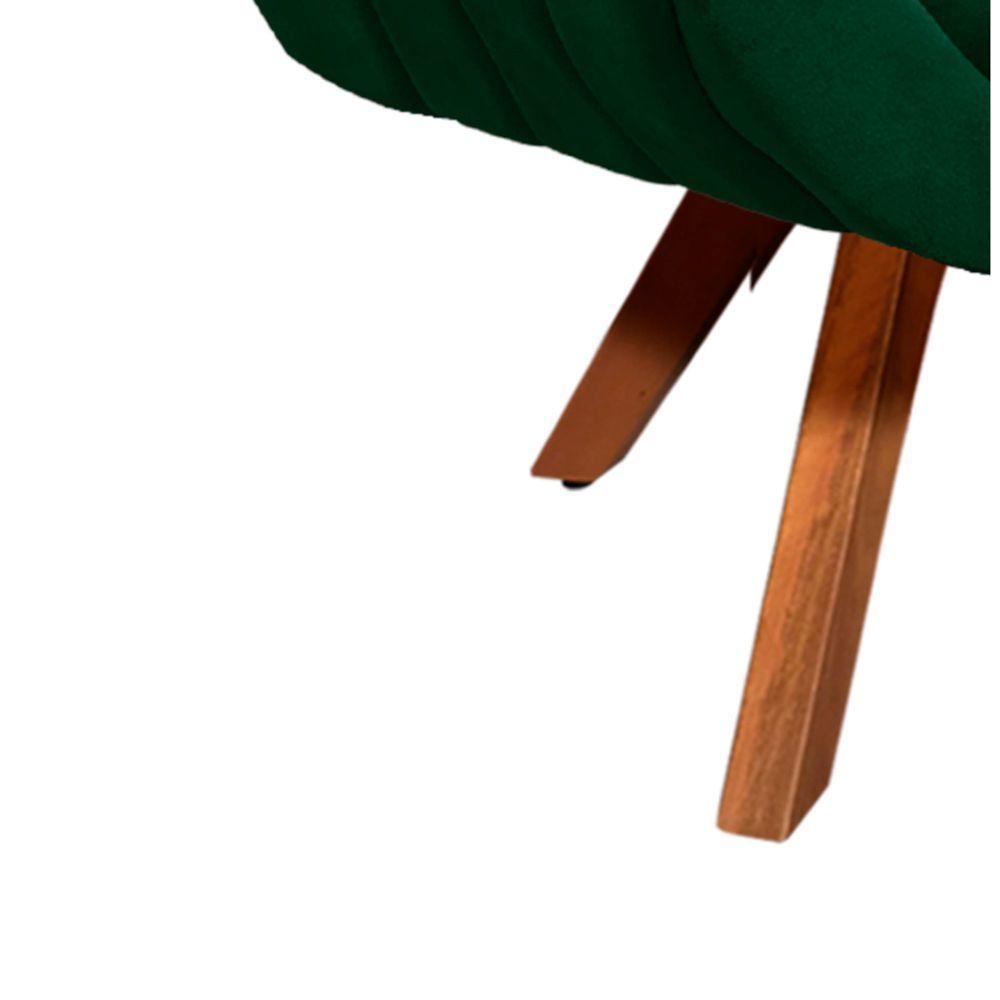Kit 02 Poltronas Giratória Giovana Suede Base Madeira Verde - 7