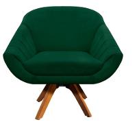 Kit 02 Poltronas Giratória Giovana Suede Base Madeira Verde - 3