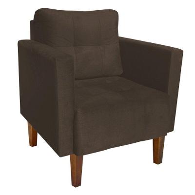 Poltrona Lívia Suede Marrom Pés Chanfrado Drossi