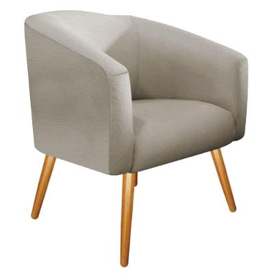 Poltrona Luiza Pés Palito Mel Linho Azul Bege