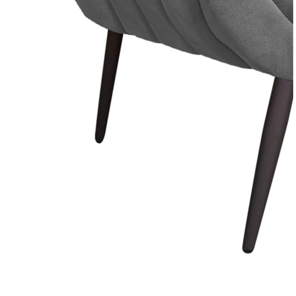 Kit 02 Poltronas Giovana Suede Grafite Pés Palito Ferro - 10