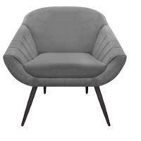 Kit 02 Poltronas Giovana Suede Grafite Pés Palito Ferro - 9