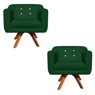 Kit 02 Poltronas Giratória Julia Verde